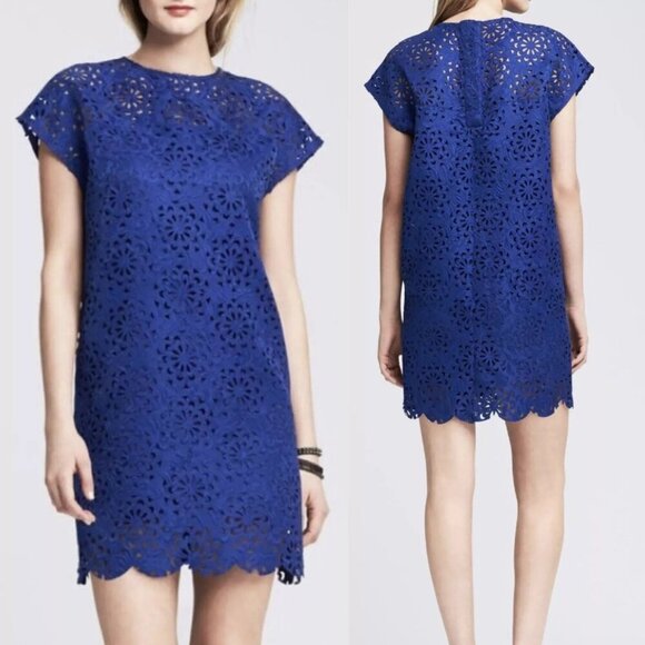 New! Banana Republic Monogram Laser Cut Patterned Mini Sheath Dress 20769 - Picture 1 of 12